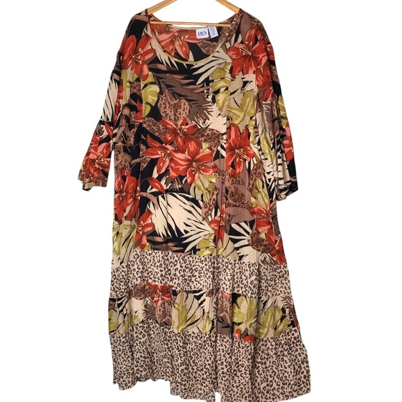 BFA Classic Maxi Floral Dress Sz 3X Colorful Boho Lagenlook Artsy Fall Romantic - Picture 4 of 11